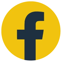 此圖示以黃色圓底搭配深色Facebook「f」字樣，象徵品牌對外社群聯繫窗口。常用於官網頁尾或導覽列，引導用戶前往UAE簽證王Facebook頁面以獲得最新簽證公告與優惠資訊。